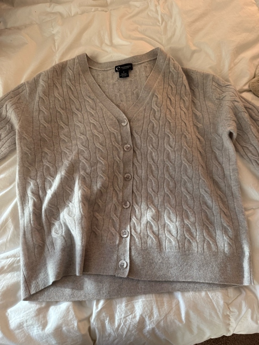 Bloomingdale's Women's Cable-Knit V-Neck Cashmere Cardigan - Taupe